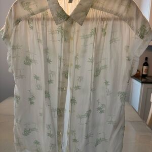 Lucky Brand White and Green Button Down Shirt